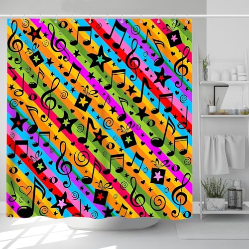 Duschvorhang 200x200 Anti-Schimmel Noten Duschvorhänge Wasserdicht Waschbar Polyester Textil Badevorhang Farbig 3D Shower Curtain A/318 Duschvorhang 200x200 Anti-Schimmel Noten Duschvorhänge Wasserdicht Waschbar Polyester Textil Badevorhang Farbig 3D Shower Curtain A/318 von Generic
