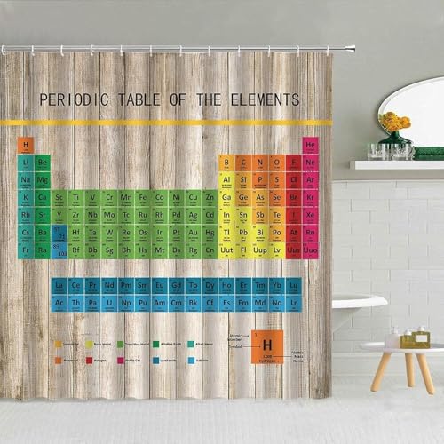 Duschvorhang 200x200 Anti-Schimmel Periodensystem Duschvorhänge Wasserdicht Waschbar Polyester Textil Badevorhang Chemische Elemente 3D Shower Curtain A.619 von Generic