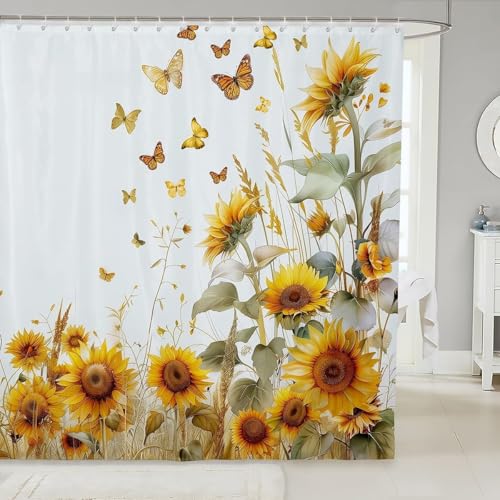 Duschvorhang 200x200 Anti-Schimmel Sonnenblume Duschvorhänge Wasserdicht Waschbar Polyester Textil Badevorhang Blumenschmetterling 3D Shower Curtain A-7902 Duschvorhang 200x200 Anti-Schimmel Sonnenblume Duschvorhänge Wasserdicht Waschbar Polyester Textil Badevorhang Blumenschmetterling 3D Shower Curtain A-7902 von Generic