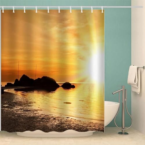 Duschvorhang 200x200 Anti-Schimmel Sonnenuntergang Duschvorhänge Wasserdicht Waschbar Polyester Textil Badevorhang Meereslandschaften 3D Shower Curtain A/7249 Duschvorhang 200x200 Anti-Schimmel Sonnenuntergang Duschvorhänge Wasserdicht Waschbar Polyester Textil Badevorhang Meereslandschaften 3D Shower Curtain A/7249 von Generic