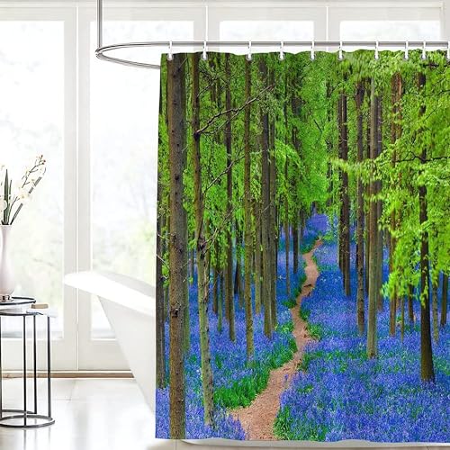 Duschvorhang 200x200 Anti-Schimmel Waldlandschaft Duschvorhänge Wasserdicht Waschbar Polyester Textil Badevorhang Blaue Blumen im Wald 3D Shower Curtain A/6745 Duschvorhang 200x200 Anti-Schimmel Waldlandschaft Duschvorhänge Wasserdicht Waschbar Polyester Textil Badevorhang Blaue Blumen im Wald 3D Shower Curtain A/6745 von Generic
