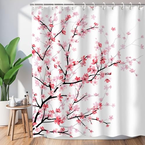 Duschvorhang 200x200 Antischimmel Rosa Kirschblüten Duschvorhang Japanischer Stil, Duschvorhänge Wasserdicht Polyester Stoff Waschbar Bad Vorhäng für Badzimmer badewanne mit 8 Haken C.2383 Duschvorhang 200x200 Antischimmel Rosa Kirschblüten Duschvorhang Japanischer Stil, Duschvorhänge Wasserdicht Polyester Stoff Waschbar Bad Vorhäng für Badzimmer badewanne mit 8 Haken C.2383 von Generic