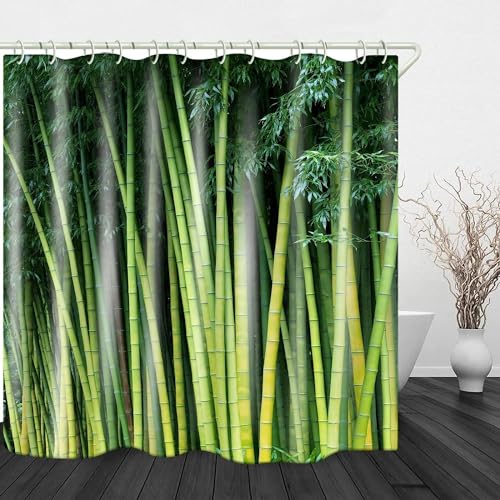 Duschvorhang 240x200 Anti-Schimmel Bambuswald Duschvorhänge Wasserdicht Waschbar Polyester Textil Badevorhang Grüne Pflanzen 3D Shower Curtain A/7673 von Generic