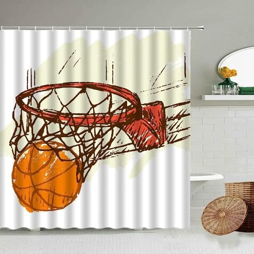Duschvorhang 240x200 Anti-Schimmel Basketball Duschvorhänge Wasserdicht Waschbar Polyester Textil Badevorhang Basketball 3D Shower Curtain A/6737 Duschvorhang 240x200 Anti-Schimmel Basketball Duschvorhänge Wasserdicht Waschbar Polyester Textil Badevorhang Basketball 3D Shower Curtain A/6737 von Generic