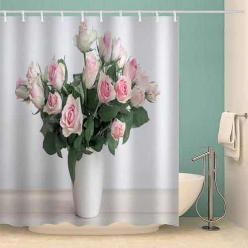 Duschvorhang 240x200 Anti-Schimmel Blumenstrauß Duschvorhänge Wasserdicht Waschbar Polyester Textil Badevorhang Blumen 3D Shower Curtain A/8150 von Generic