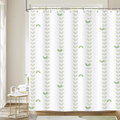 Duschvorhang 240x200 Anti-Schimmel Geometrisch Abstrakt Duschvorhänge Wasserdicht Waschbar Polyester Textil Badevorhang Blattmuster Grün 3D Shower Curtain A/327 von Generic