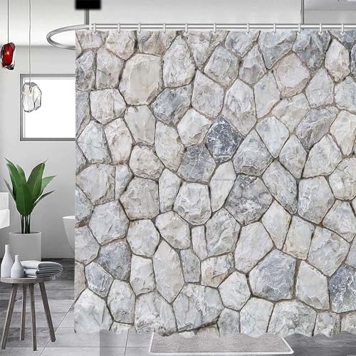 Duschvorhang 240x200 Anti-Schimmel Grau Duschvorhänge Wasserdicht Waschbar Polyester Textil Badevorhang Abstrakte Steinmauern 3D Shower Curtain A-9015 Duschvorhang 240x200 Anti-Schimmel Grau Duschvorhänge Wasserdicht Waschbar Polyester Textil Badevorhang Abstrakte Steinmauern 3D Shower Curtain A-9015 von Generic