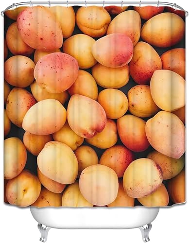 Duschvorhang 240x200 Anti-Schimmel Pfirsich Duschvorhänge Wasserdicht Waschbar Polyester Textil Badevorhang Früchte 3D Shower Curtain A/975 von Generic