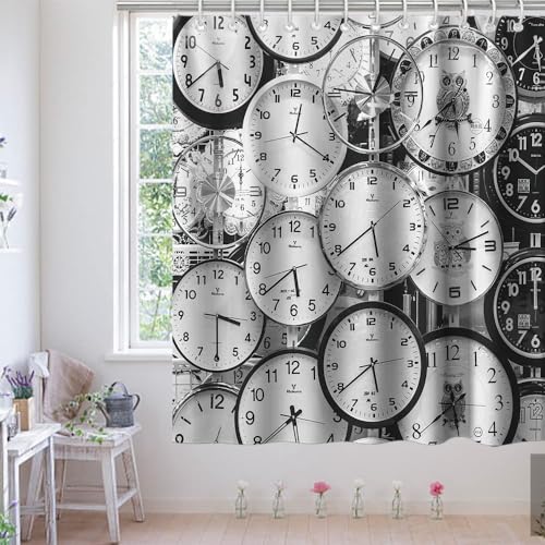 Duschvorhang 240x200 Anti-Schimmel Zifferblatt Duschvorhänge Wasserdicht Waschbar Polyester Textil Badevorhang Modern 3D Shower Curtain A/1079 von Generic