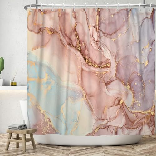 Duschvorhang 240x200 Marmor Duschvorhänge Geometrisch Modern Anti Schimmel Waschbar Polyester Textil Shower Curtains für Badezimmer Badewanne mit 12 Haken, Y8207 von Generic