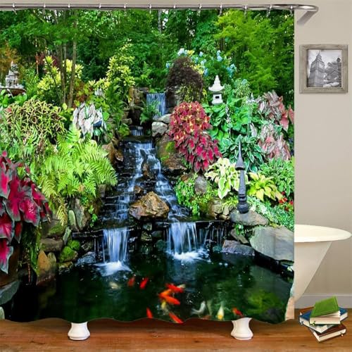 Duschvorhang 240x200 cm Wasserfall Duschvorhang Gartenlandschaft Bad Vorhang Anti Schimmel Wasserdicht 3D Shower Curtains Waschbar Polyester Stoff Duschvorhänge für Badewanne Badezimmer C-808 Duschvorhang 240x200 cm Wasserfall Duschvorhang Gartenlandschaft Bad Vorhang Anti Schimmel Wasserdicht 3D Shower Curtains Waschbar Polyester Stoff Duschvorhänge für Badewanne Badezimmer C-808 von Generic
