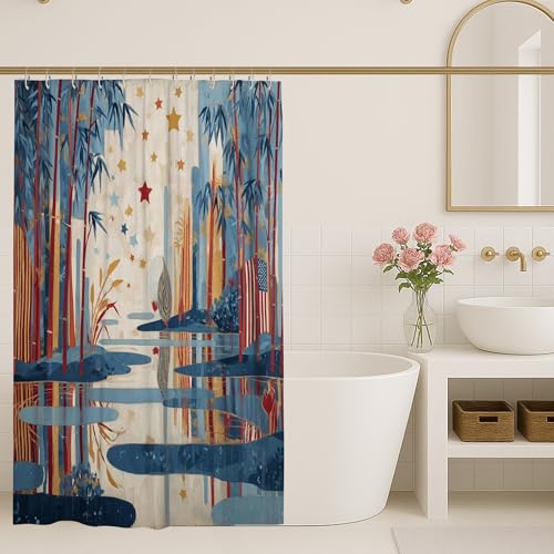 Duschvorhang Abstrakt Kunst Bambus Blau Rot Kunst Flagge Badezimmer Dekoration Badezimmer Deko Modern Stil Vorhänge Set Duschvorhang Abstrakt Kunst Bambus Blau Rot Kunst Flagge Badezimmer Dekoration Badezimmer Deko Modern Stil Vorhänge Set von Generic