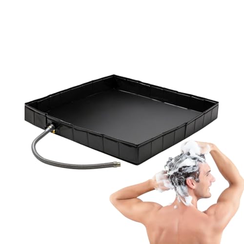 Duschwanne für den Außenbereich, faltbares Design mit integriertem Ablauflöch – Tragbares Becken für Sauna Tierbad Garten Terrasse Camping dekorativer Boden von Generic