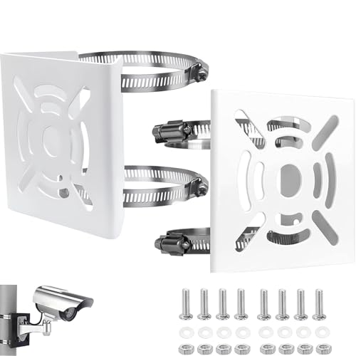 E-Horde Universelle vertikale Stangenhalterung für CCTV-Überwachungskamera, PTZ Kuppelstange, Wandbefestigung, Eckhalterung aus massivem Metall mit 200 mm Schlaufen (2, weiß) von Generic