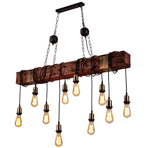 E27 Vintage Industrie Holz Pendelleuchte Metall 10 flammig Industrie Retro Hängelampe Höhenverstellbar Vintage Deckenleuchte Zimmerlampe Barbeleuchtung Wohnzimmer Vintage Leuchten E27 Vintage Industrie Holz Pendelleuchte Metall 10 flammig Industrie Retro Hängelampe Höhenverstellbar Vintage Deckenleuchte Zimmerlampe Barbeleuchtung Wohnzimmer Vintage Leuchten von Generic