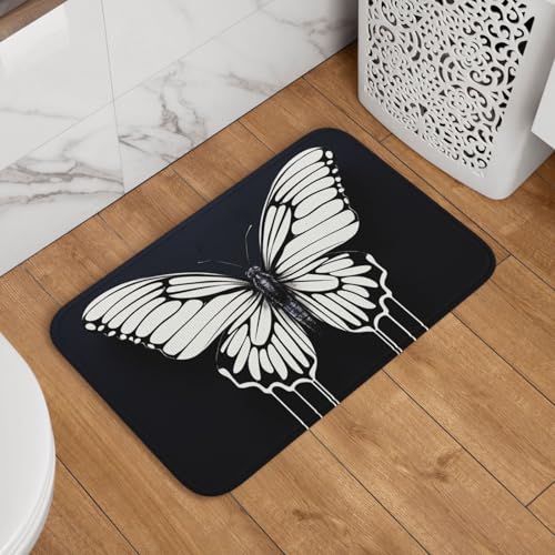 EIN Schwarz-Weißer Schmetterling Läufer Flur Waschbar Schmutzfangmatte Überdachten Teppich Für Garten Wohnaccessoires Terrasse 40 X 60Cm EIN Schwarz-Weißer Schmetterling Läufer Flur Waschbar Schmutzfangmatte Überdachten Teppich Für Garten Wohnaccessoires Terrasse 40 X 60Cm von Generic