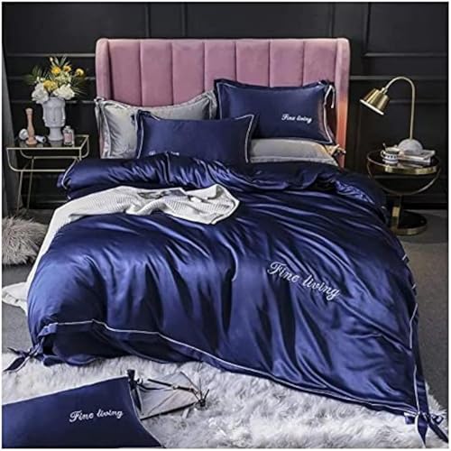 Echte Seide 100% Maulbeerseide Bettwäsche Artikel Jacquard 4-teilige Bettwäsche-Sets King Size Quilt Cover Bettlaken Kissenbezug, Blue, 1.5m Bed Echte Seide 100% Maulbeerseide Bettwäsche Artikel Jacquard 4-teilige Bettwäsche-Sets King Size Quilt Cover Bettlaken Kissenbezug, Blue, 1.5m Bed von Generic