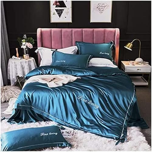 Echte Seide 100% Maulbeerseide Bettwäsche Artikel Jacquard 4-teilige Bettwäsche-Sets King Size Quilt Cover Bettlaken Kissenbezug, Navy Blue, 1.5m Bed Echte Seide 100% Maulbeerseide Bettwäsche Artikel Jacquard 4-teilige Bettwäsche-Sets King Size Quilt Cover Bettlaken Kissenbezug, Navy Blue, 1.5m Bed von Generic