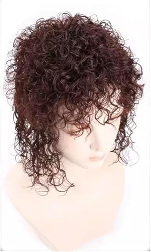 Echthaar Natur Curly Topper Flauschiges Haarteil Nahtloser Clip In Top Perücke Für Frauen Dünnes Haar Für Den Täglichen Gebrauch Cosplay, Brown von Generic