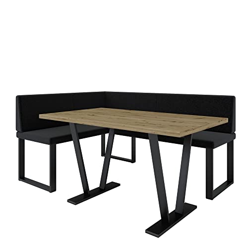 Eckbank Akiko Metal mit Tisch - Eckbankgruppe für Ihrem Esszimmer, Küche modern, Sitzecke, Essecke. Perfekt für Küche, Büro und Rezeption. Solide und Starke Verarbeitung. (INARI 100, 168x128 Links) von Furnistar