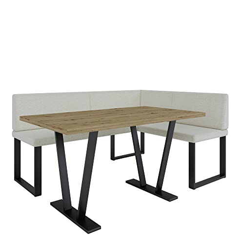 Eckbank Akiko Metal mit Tisch - Eckbankgruppe für Ihrem Esszimmer, Küche modern, Sitzecke, Essecke. Perfekt für Küche, Büro und Rezeption. Solide und Starke Verarbeitung. (INARI 22, 168x128 rechts) von Furnistar