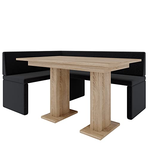 Eckbank Akiko mit Tisch - Eckbankgruppe für Ihrem Esszimmer, Küche modern, Sitzecke, Essecke. Perfekt für Küche, Büro und Rezeption. Solide und Starke Verarbeitung (INARI 100, 196x142 rechts) von Furnistar