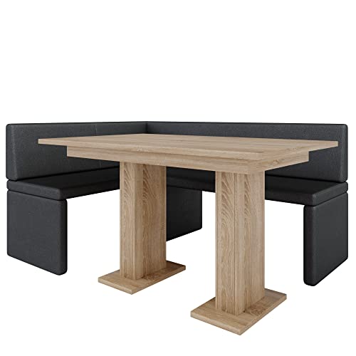 Eckbank Akiko mit Tisch - Eckbankgruppe für Ihrem Esszimmer, Küche modern, Sitzecke, Essecke. Perfekt für Küche, Büro und Rezeption. Solide und Starke Verarbeitung (Soft 11, 168x128 rechts) von Furnistar
