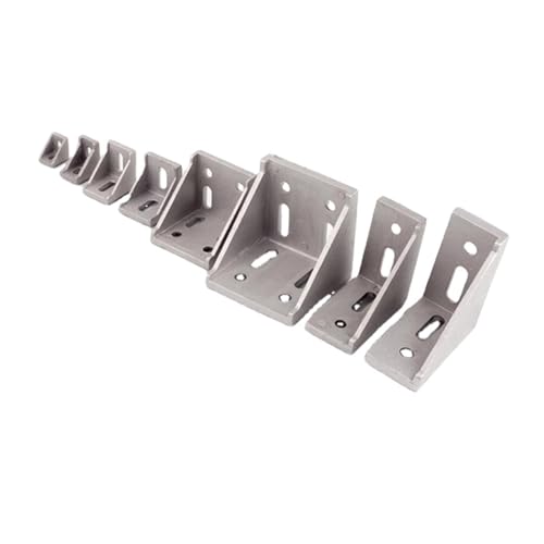Eckhalterung for Aluminiumprofile, L-förmiger rechtwinkliger Verbindungsverschluss, Anschlussstück for Standardprofile der Serie 2020-6060(Silver,10PCS 2028) von Generic