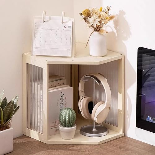 Eckregal, Multifunktionales Stapelbares Eckbücherregal aus Bambus, Schreibtischregal for Wohnzimmer, Schlafzimmer, Büro, Klassenzimmer (1 Stück) von Generic