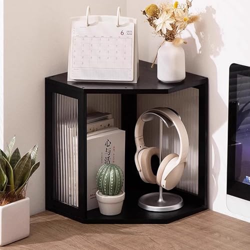 Eckregal, Multifunktionales Stapelbares Eckbücherregal aus Bambus, Schreibtischregal for Wohnzimmer, Schlafzimmer, Büro, Klassenzimmer (1 Stück) von Generic
