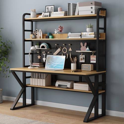 Eckschreibtisch Klappbarer Schreibtisch-Arbeitsplatz, Computertisch aus Massivholz mit Ablageflächen und Stecktafel, großer Arbeitstisch für das Moderne Home-Office von Generic