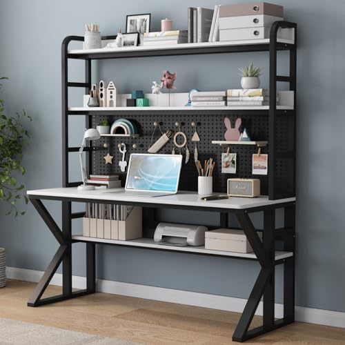 Eckschreibtisch Klappbarer Schreibtisch-Arbeitsplatz, Computertisch aus Massivholz mit Ablageflächen und Stecktafel, großer Schreibtisch-Arbeitsplatztisch für das Moderne Home-Office von Generic