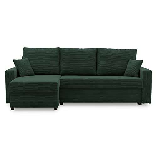 Ecksofa Aikido I 233x90 - mit schlaffunktion - Farben zur Auswahl - modernen Eckcouch - mit Bettkasten - Moderner Cordstoff - Stoff POSO (POSO 014) von Generic