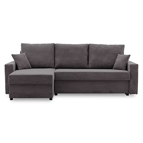 Ecksofa Aikido I 233x90 - mit schlaffunktion - Farben zur Auswahl - modernen Eckcouch - mit Bettkasten - Moderner Cordstoff - Stoff POSO (POSO 022) von Generic