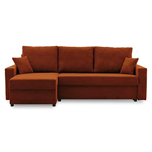 Ecksofa Aikido I 233x90 - mit schlaffunktion - Farben zur Auswahl - modernen Eckcouch - mit Bettkasten - Moderner Cordstoff - Stoff POSO (POSO 039) von Generic