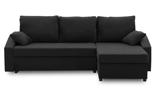 Ecksofa Hewlet Plus mit schlaffunktion - Funktionelles Design - Auswahl an Farben - Bettkasten - Rückenkissen - dekorative Kissen (MIKRO 15) von Generic