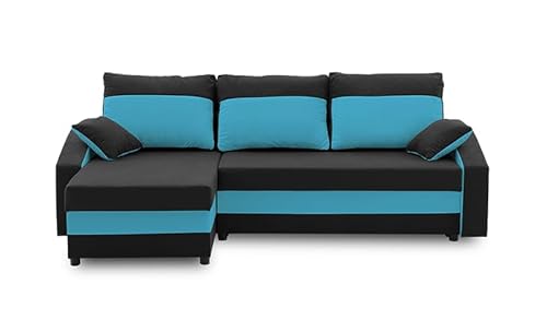 Ecksofa Hewlet Plus mit schlaffunktion - Funktionelles Design - Auswahl an Farben - Bettkasten - Rückenkissen - dekorative Kissen (MIKRO 15 + MIKRO 18) von Generic