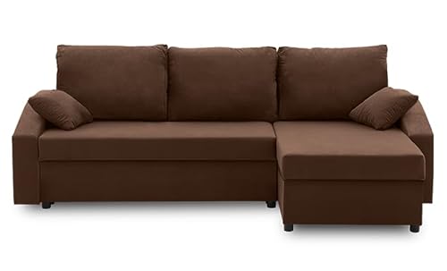 Ecksofa Hewlet Plus mit schlaffunktion - Funktionelles Design - Auswahl an Farben - Bettkasten - Rückenkissen - dekorative Kissen (MIKRO 20) von Generic