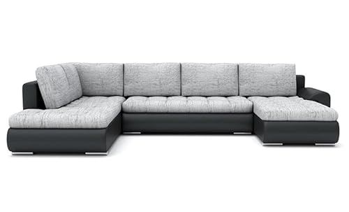 Wohnlandschaft Tokio II mit Schlaffunktion Eckcouch mit Bettkasten Grau mit Kissen, U-förmig, polstermöbel. Wohnzimmer möbel, mit stauraum, aufbewahrung.(LAWA 09+Soft 11 Links), 1.2D x 3W x 0.75H m von Generic