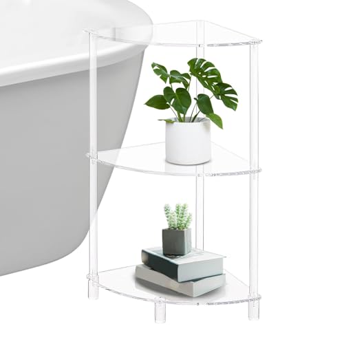 Ecktisch aus Acryl, Ecktisch aus Acryl | 3-stöckiger Tisch für Wohnzimmer | Eckregal Eckregal für Sammlerstücke, Pflanzen, Bücher, , zwischen von Generic
