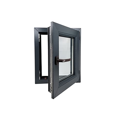 ECOPROF Kellerfenster | Langlebiges Kunststoff-Fenster | Maße 50x60 cm (500x600 mm) | Dreh-Kipp Fenster DIN Rechts | Farbe: Anthrazit (beidenseitig) | 70mm Profil von ECOPROF.eu