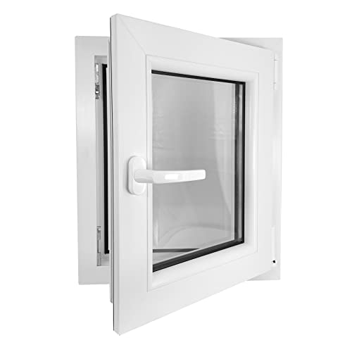 ECOPROF Kellerfenster | Langlebiges Kunststoff-Fenster | Maße 50x60 cm (500x600 mm) | Dreh-Kipp Fenster DIN Rechts | Farbe: Weiss | 70mm Profil von ECOPROF.eu