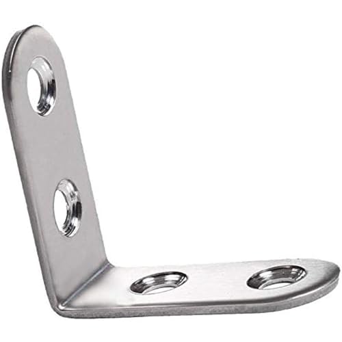 Edelstahl 90 Grad L-förmige Halterung, Hochleistungs-Rechtewinkel-Eckscheibe für Möbel, Regale, Tisch, Schrank und Holzgelenkreparatur 5pcs Silber von Generic