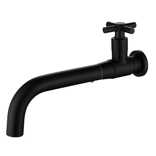 Edelstahl-Einzelkühlwand-Waschbecken-Wasserhahn-Waschtisch mit eingebettetem Waschbecken(Black) von Generic