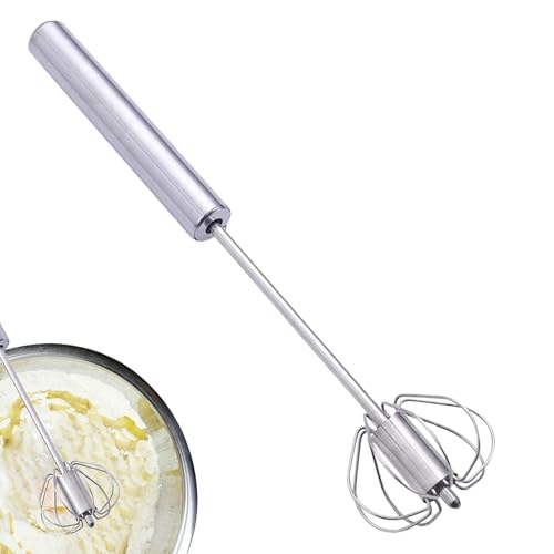 Edelstahl Halbautomatisch Schnurrhaar - Edelstahl -Schneebesen, Handheldeischläger | Langlebige halb automatische Schneebesenmilchbatters, selbst angetriebene Handmixer Backkochen, Werkzeug zum Backen von Generic