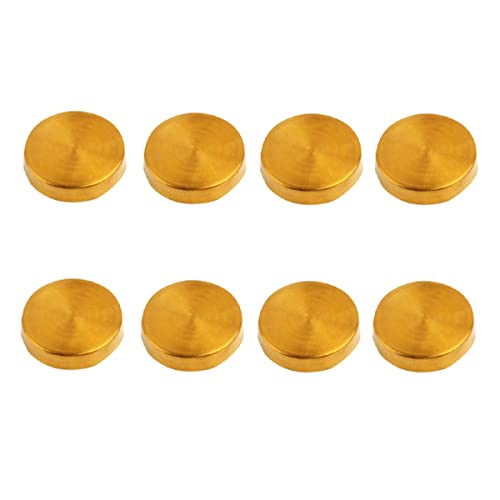 Edelstahl-Spiegelschrauben, Durchmesser 30 mm, flache Abstandshalter, dekorative Kappenabdeckungen, Spiegel, selbstschneidende Schrauben, Kappennagel, gebürstetes Gold, 8 Stück von Generic