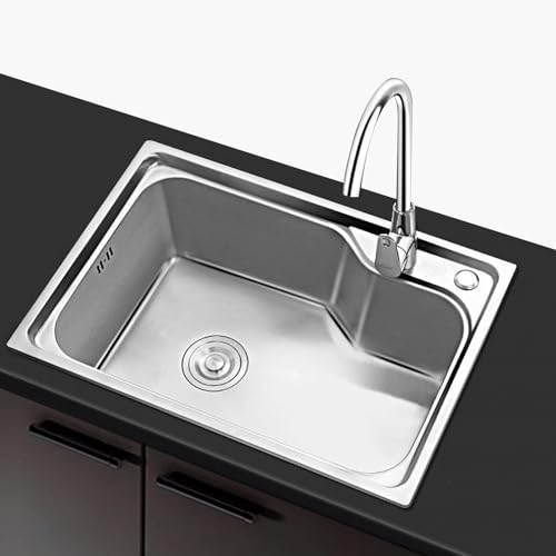 Edelstahl-Spülbecken for Theken 1 Becken Kleines Küchenspülbecken Mit 2 Löchern for Restaurants, Küchen, Theken und Toiletten(75 * 45cm/29.5 * 18in) von Generic