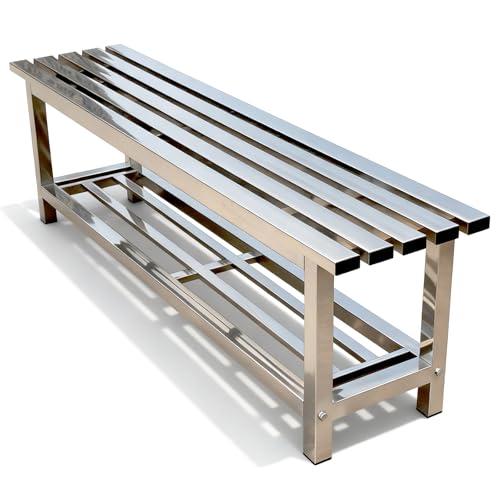 Edelstahlbank 304 mit Aufbewahrungsfach Robuste Gartenbank Wetterfest Lattensitz Multifunktionale Metallbank für Straße Garten Veranda Park Terrasse Schulen(39.37"/100cm) von Generic
