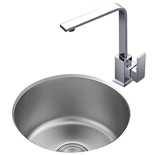 Edelstahlspüle 30x30cm Einzelschüssel Bar Prep Spüle mit Wasserhahn und Abfluss eingebaut oder Drop-in Design perfekt für Wohnmobile und kleine Räume Silber-Finish von Generic