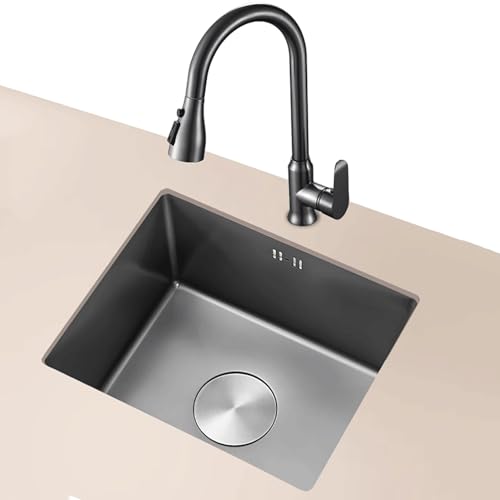 Edelstahlspüle Einbauspüle for Arbeitsplatte Spülbecken 1 Becken Mit Zubehör Mit Wasserhahn for Wohnmobile, Bars, Hotels und Restaurants(B,45 * 30cm/18 * 12in) von Generic